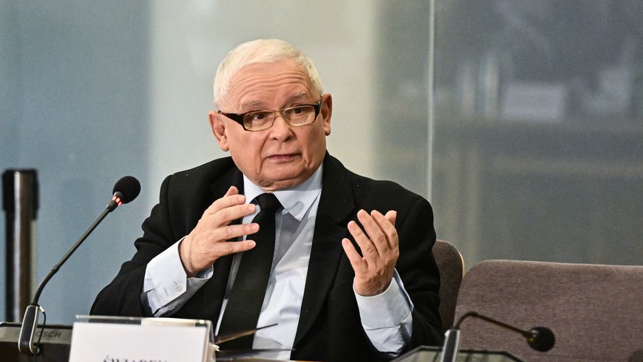 WARSAW, POLAND - MARCH 15: Jaroslaw Kaczynski, leader of the Law and Justice political party (PiS), speaks as he answers questions by a government commission investigating PiS's use of the Pegasus spyware software on March 15, 2024 in Warsaw, Poland. Commission members are investigating whether PiS, during its role as the governing party in Poland until last year, used Pegasus to spy on political opponents, journalists and even members of its own party. (Photo by Omar Marques/Getty Images)