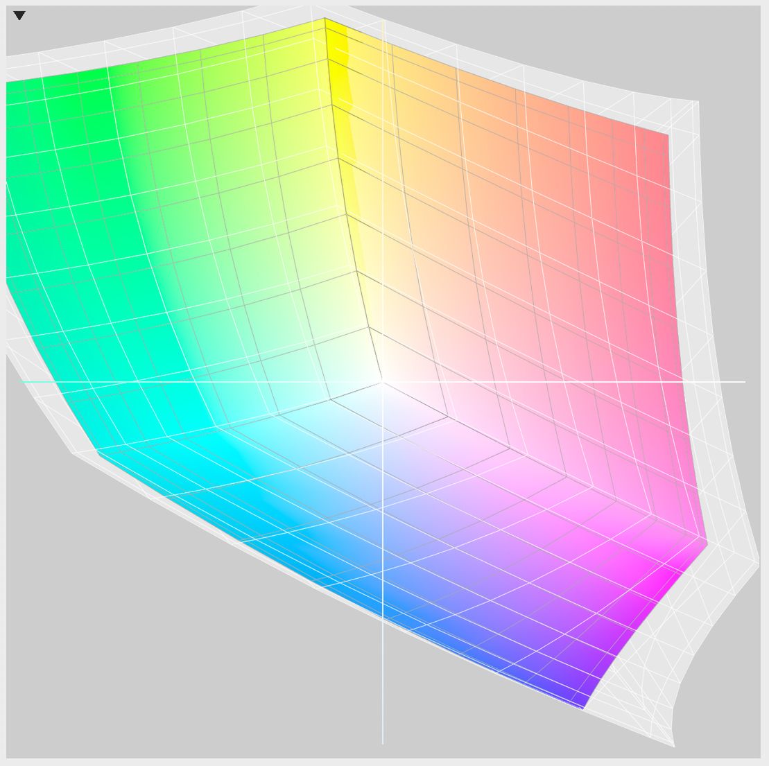 Gamut Philipsa 275P dobrze pokrywa Adobe RGB. Kolorem zaznaczone jest Adobe RGB, siatka to gamut monitora.