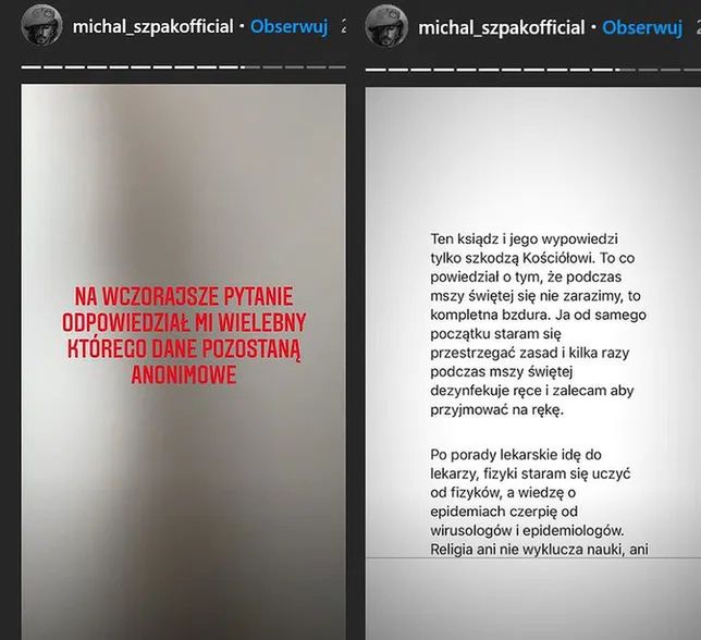 Michał Szpak publikuje odpowiedź księdza