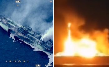 Rosyjski gazowiec w ogniu. Krąży przerażające zdjęcie