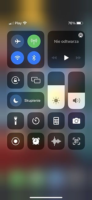 centrum sterowania iOS 15