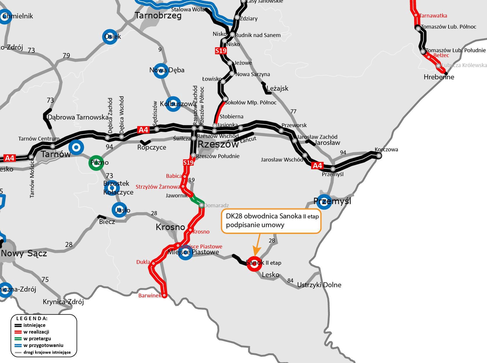 Plan przebiegu II etapu obwodnicy Sanoka