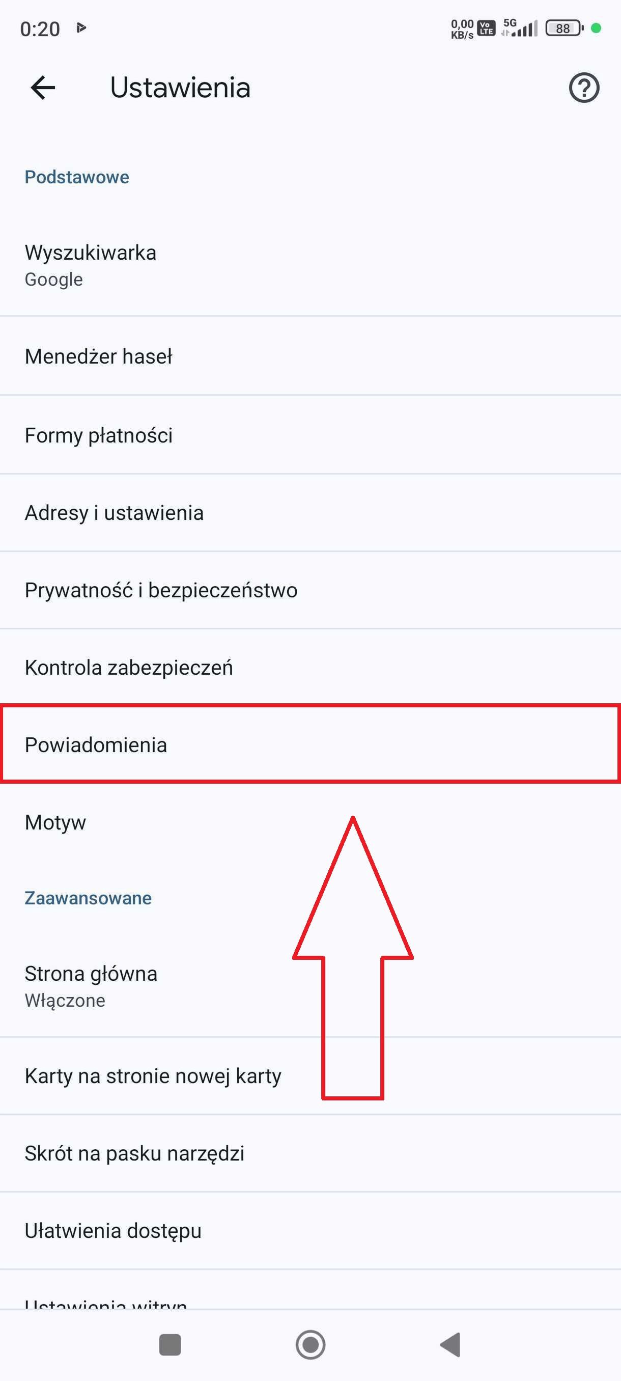 Blokowanie powiadomień w przeglądarce Google Chrome