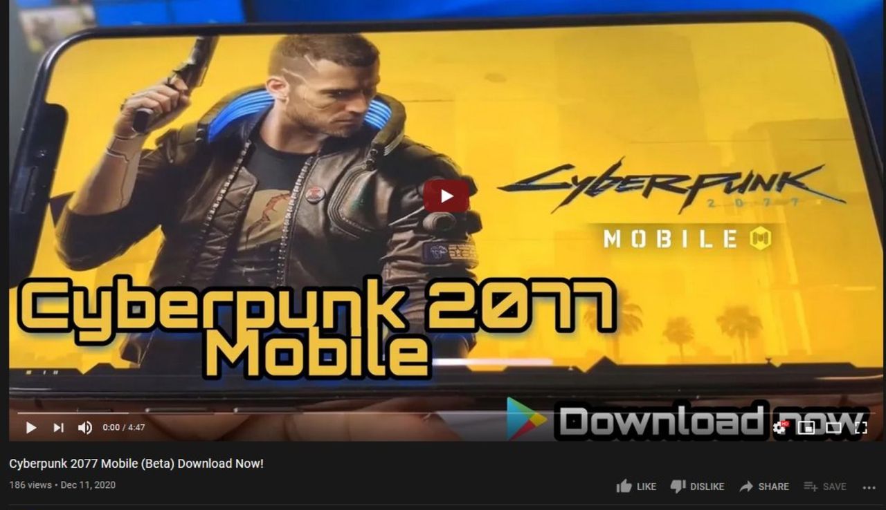 Cyberpunk 2077 Mobile niestety nie istnieje /fot. YouTube