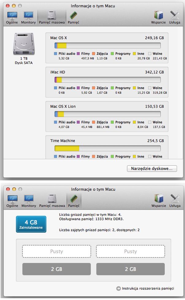Nowy wygląd informacji o Macintoshu w Mac OS X Lion 3