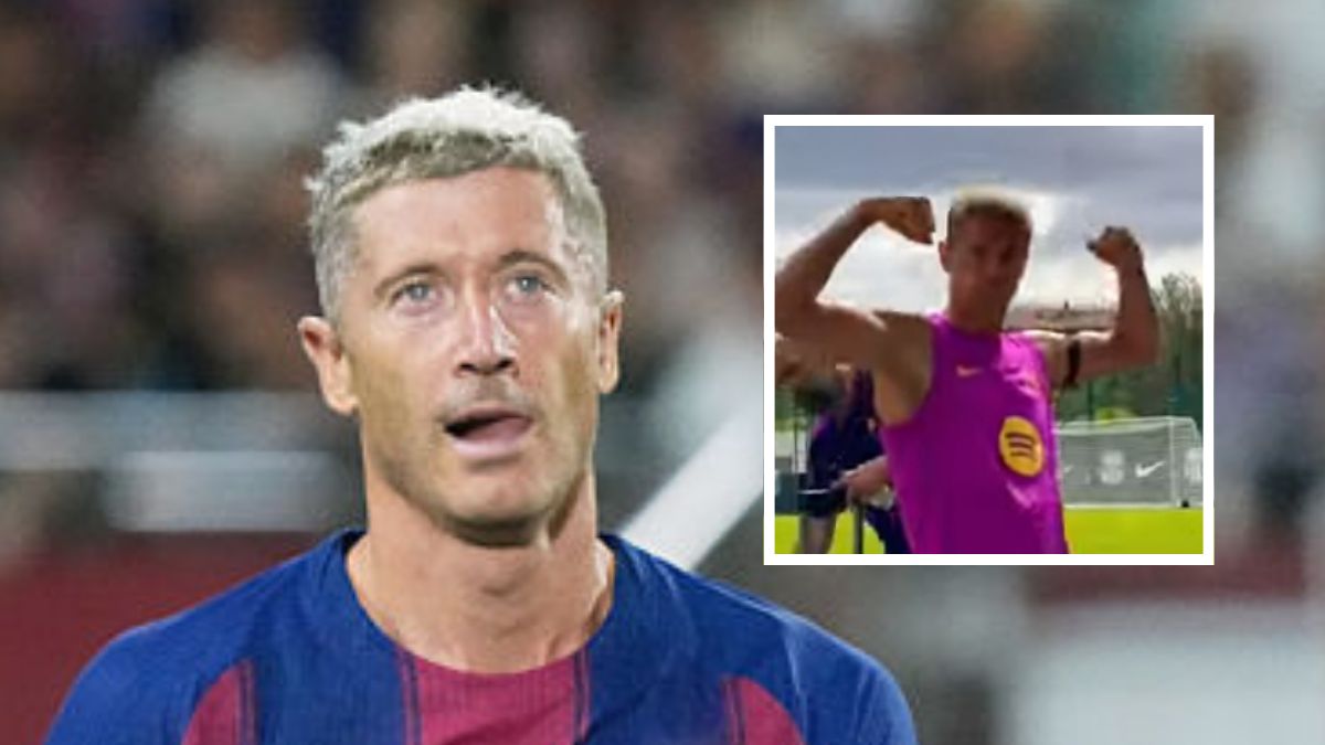 Robert Lewandowski na treningu w Seulu. Internauci komentują