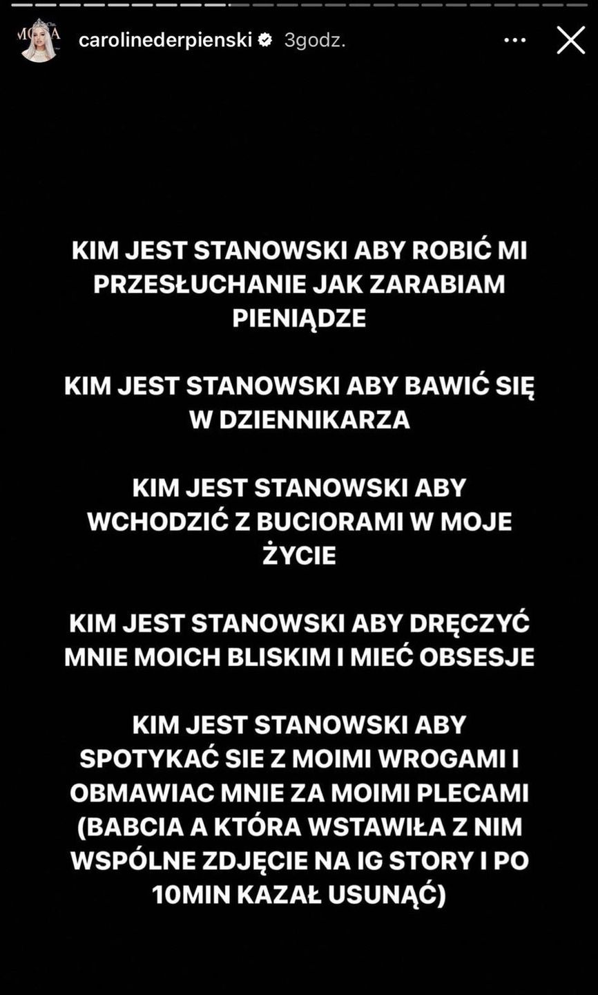Caroline Derpienski reaguje na nowy film Krzysztofa Stanowskiego