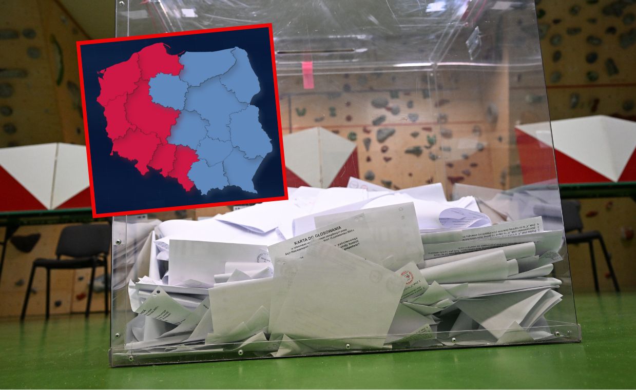 Wymowna mapa. Polska podzielona na pół