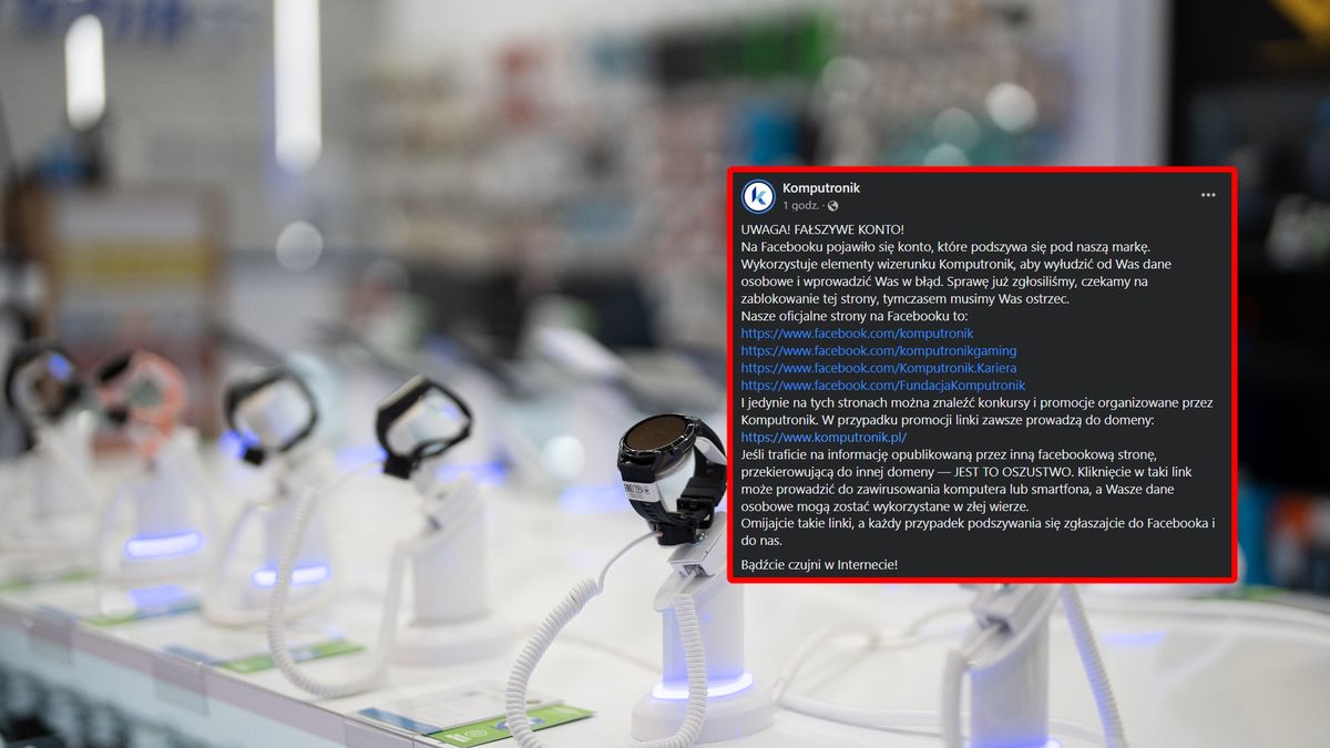 Komputronik - uwaga na fałszywe strony.