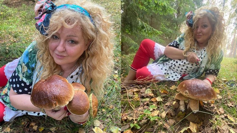 Magda Gessler pozuje z grzybami