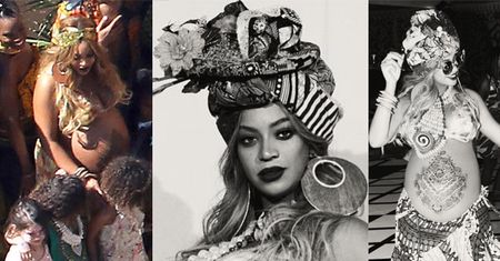 Beyonce z tatuażem na brzuchu bawi się na "afrykańskim baby shower" (FOTO)