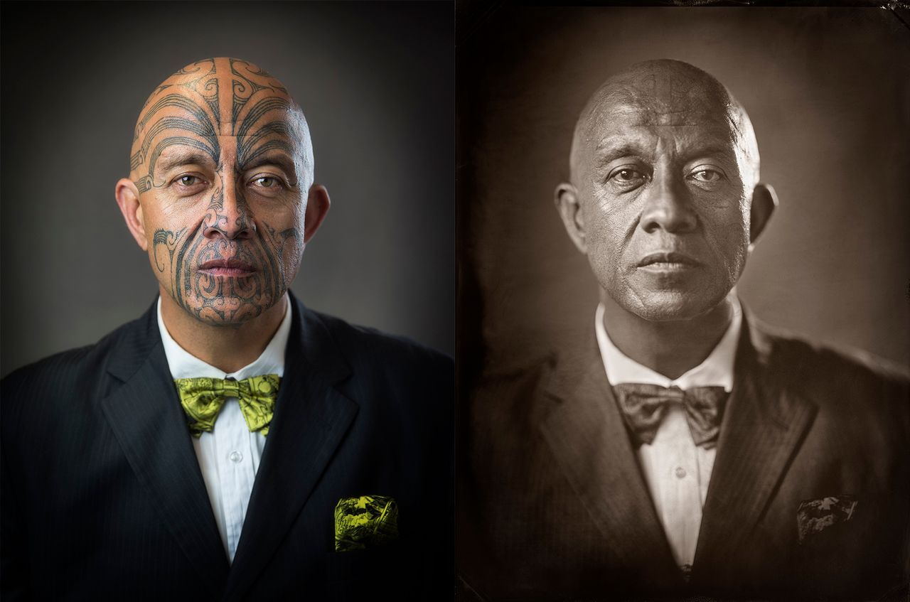 Ukrył tatuaże plemienne Maorysów dzięki technice mokrego kolodionu