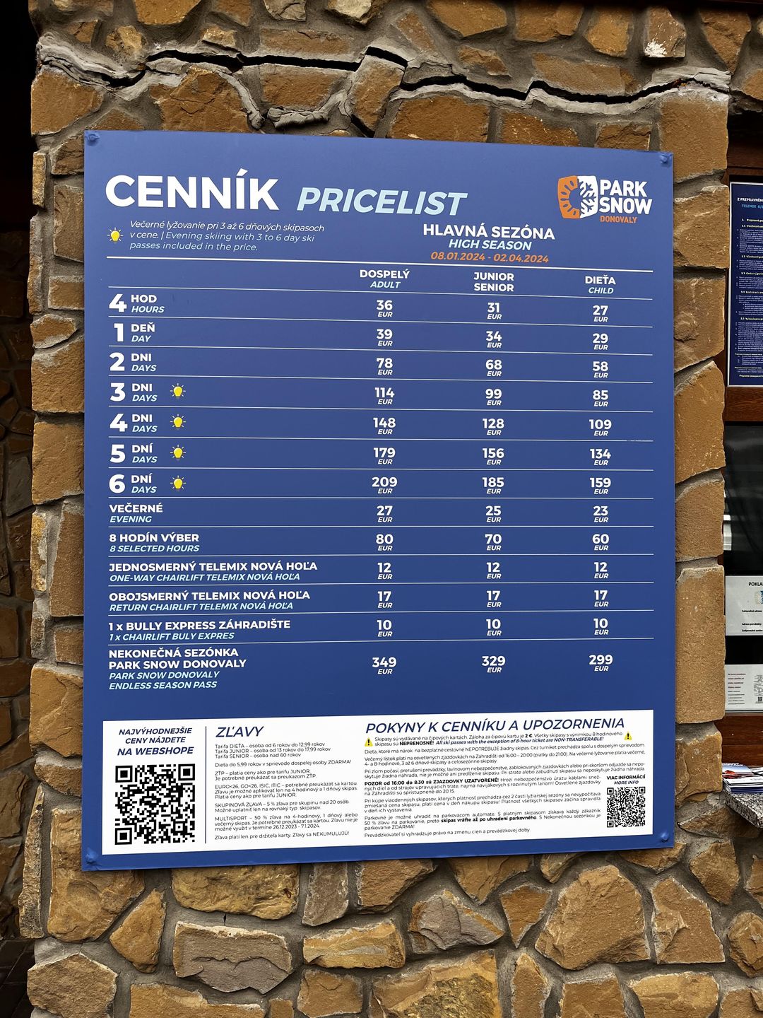Ceny karnetów w Donovaly 