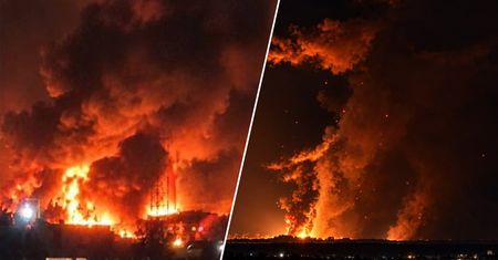 Potężny pożar pod Kijowem. Płonąć ma ukraiński magazyn amunicji