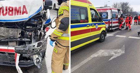 Rozbita karetka w Warszawie. Ratownik w szpitalu