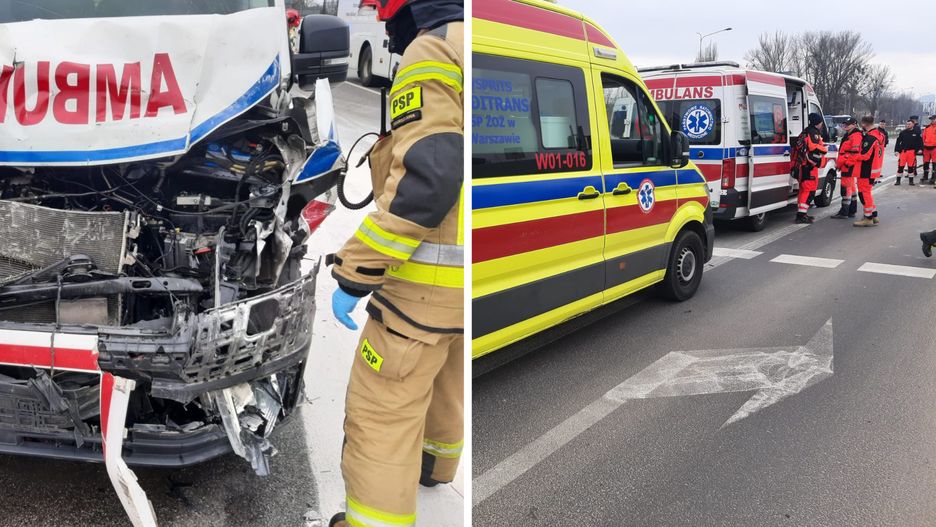 Wypadek z udziałem karetki w Warszawie