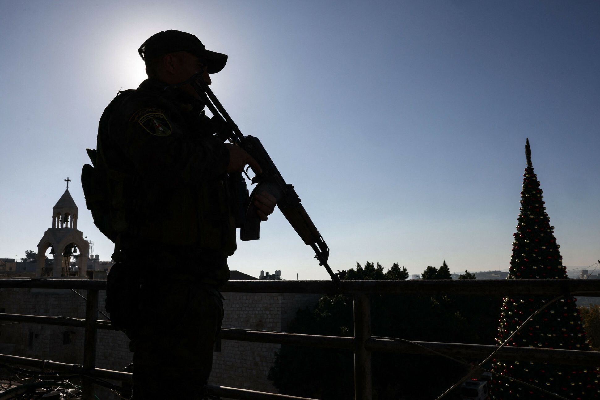 Żołnierz palestyńskich służb porządkowych w Betlejem 