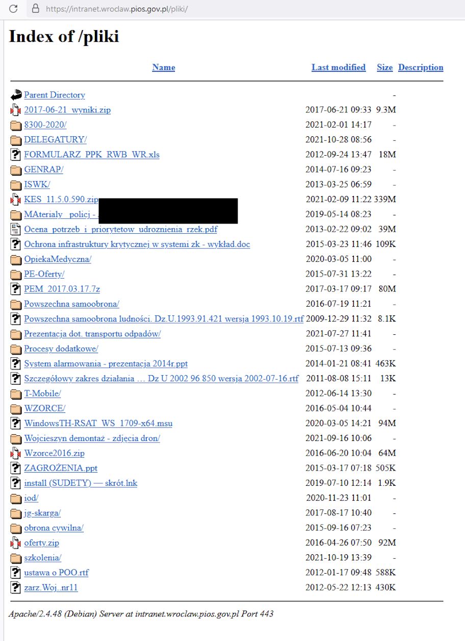 Lista plików z intranetu WIOŚ