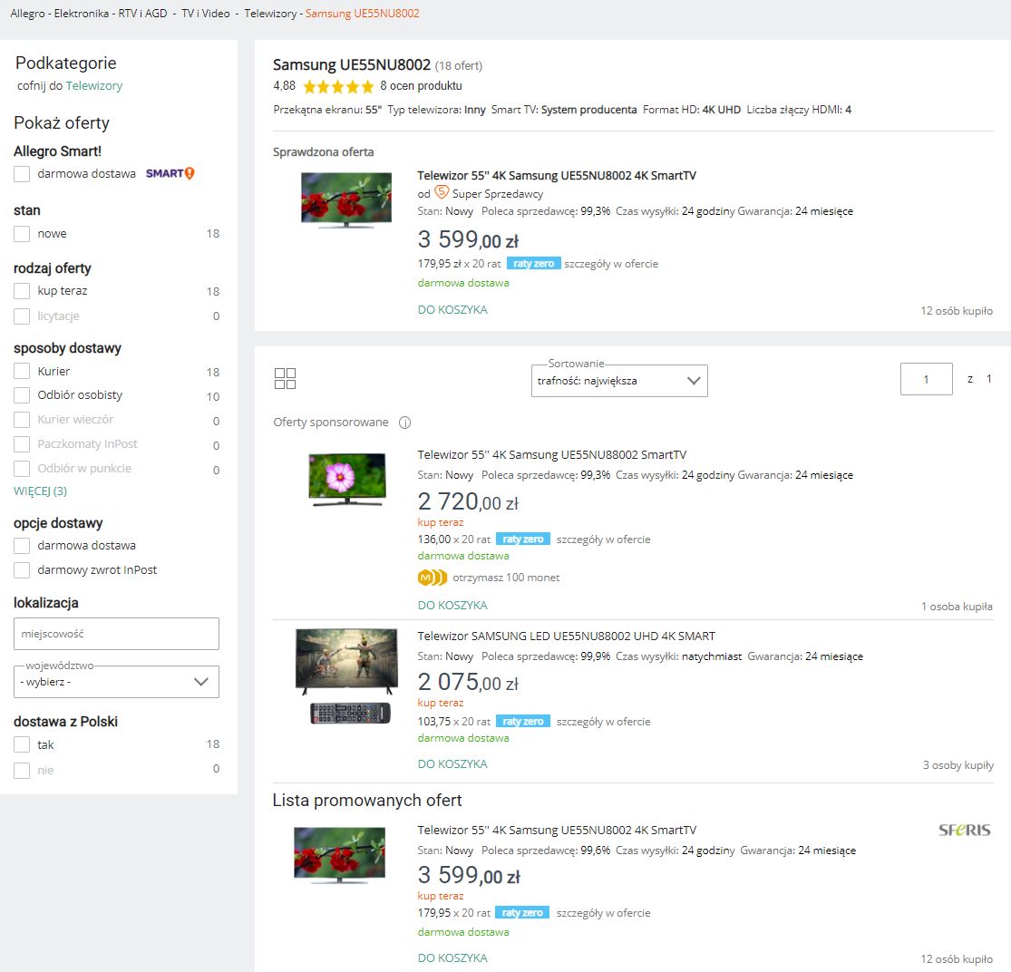 lista ofert / Allegro