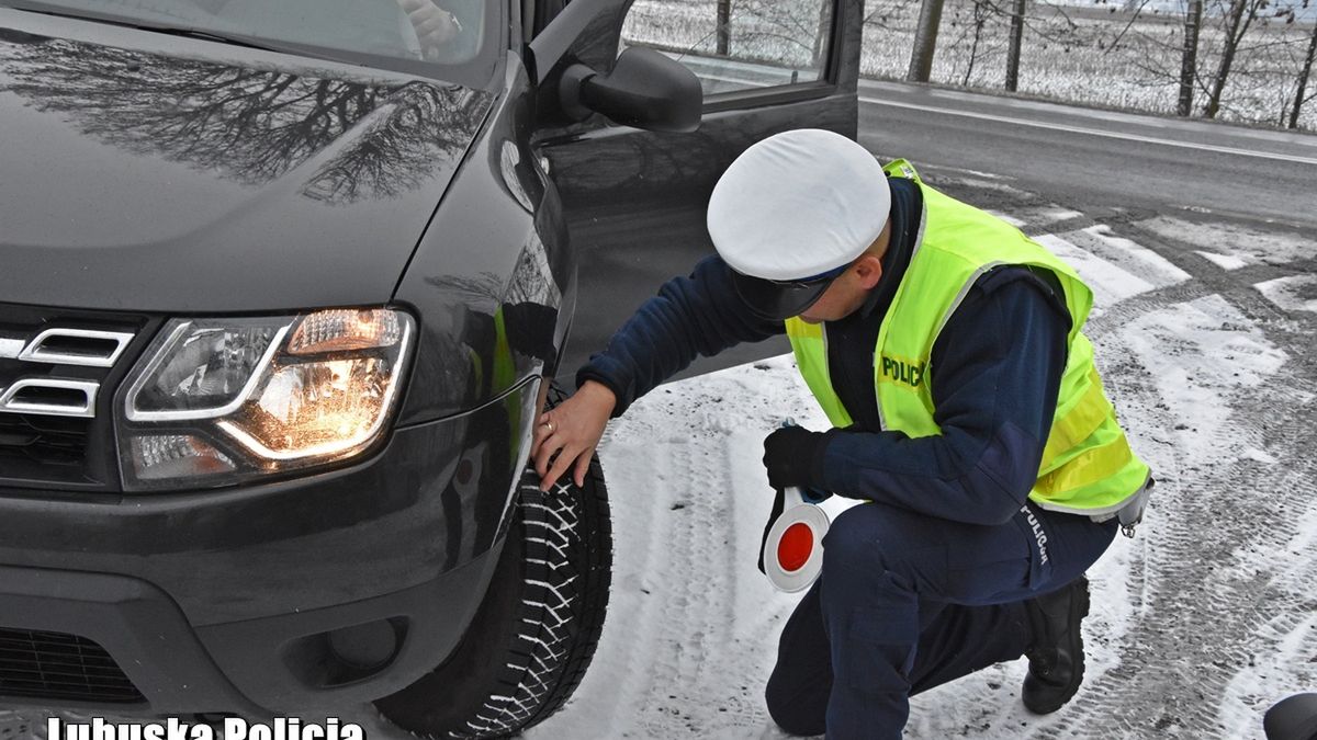 Policjant kontroluje samochód