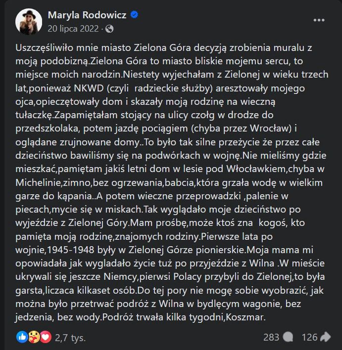 Maryla Rodowicz wspomina dzieciństwo