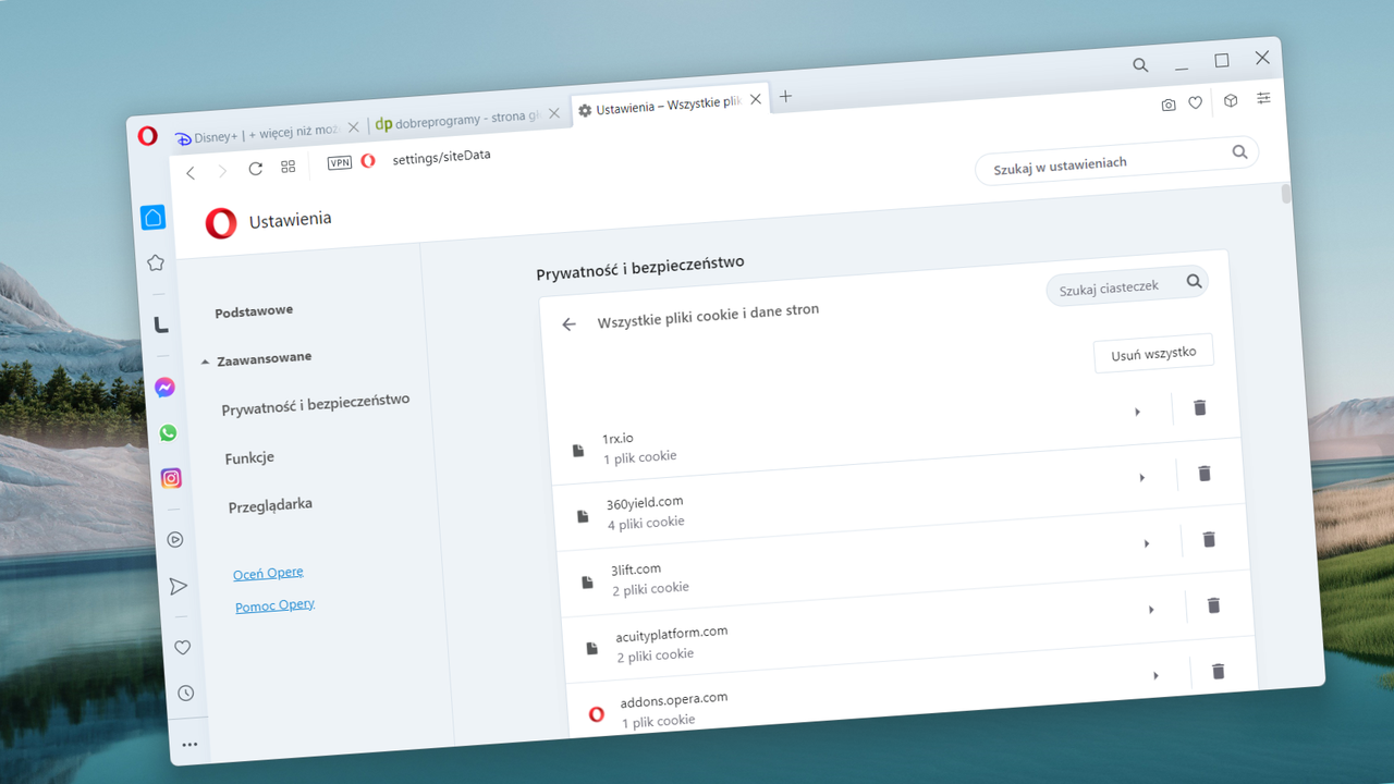 Opera: jak wyczyścić ciasteczka? 