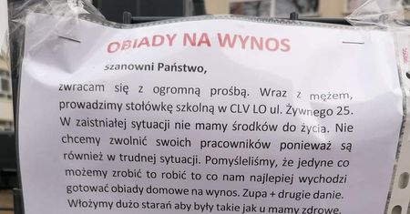 Szkolna stołówka walczy o miejsca pracy. Zaczyna gotować na wynos