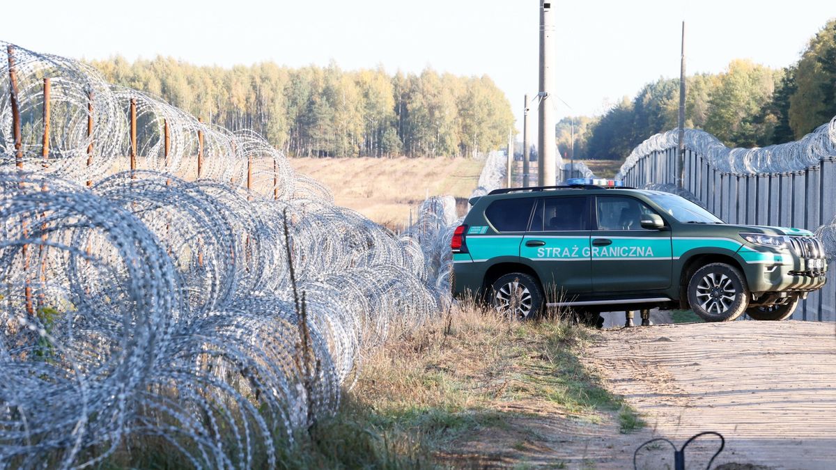 Patrol straży granicznej na granicy z Białorusią 