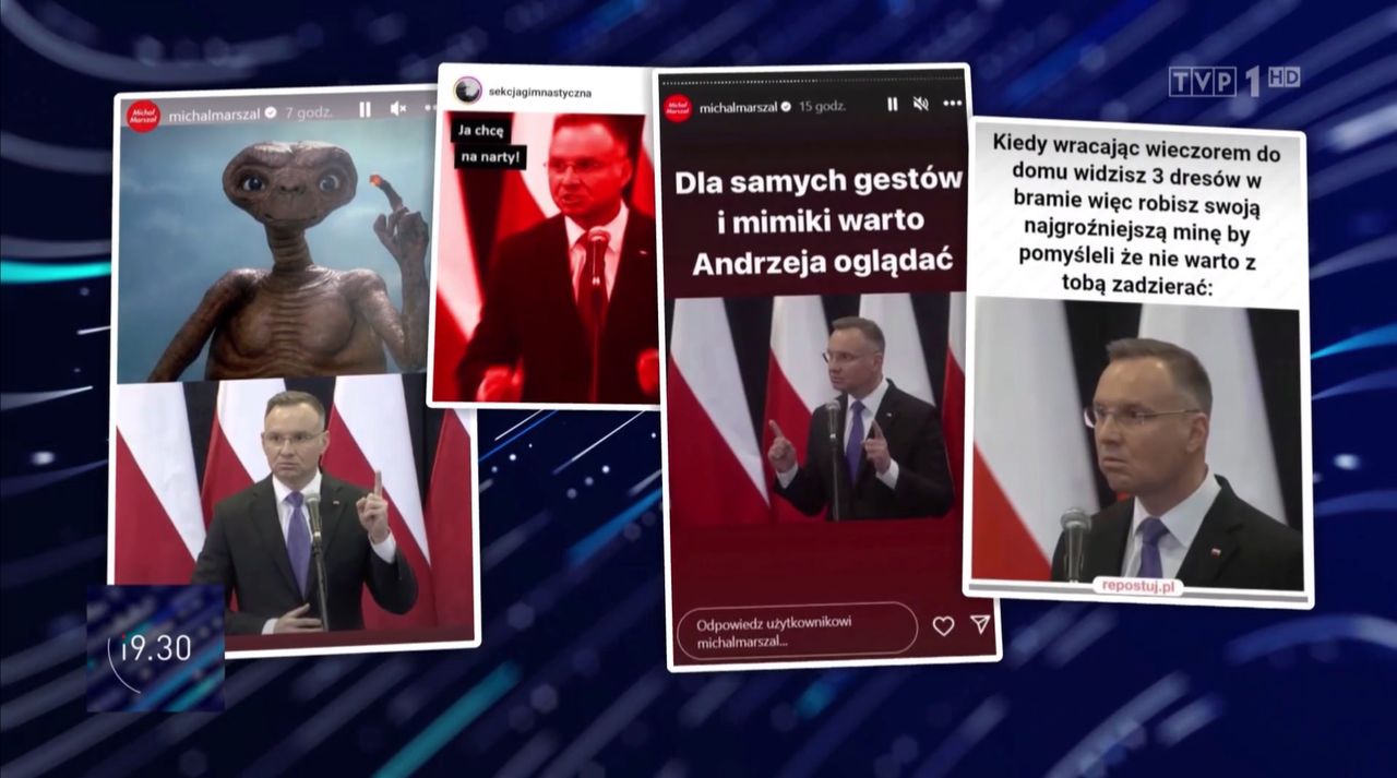 Widzowie "19:30" zobaczyli memy kpiące z Andrzeja Dudy