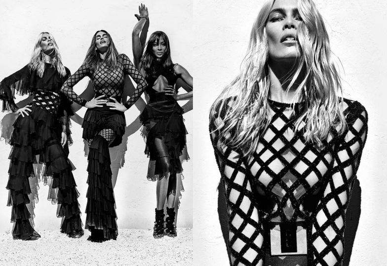 Claudia Shiffer, Cindy Crawford i Naomi Campbell dla Balmain