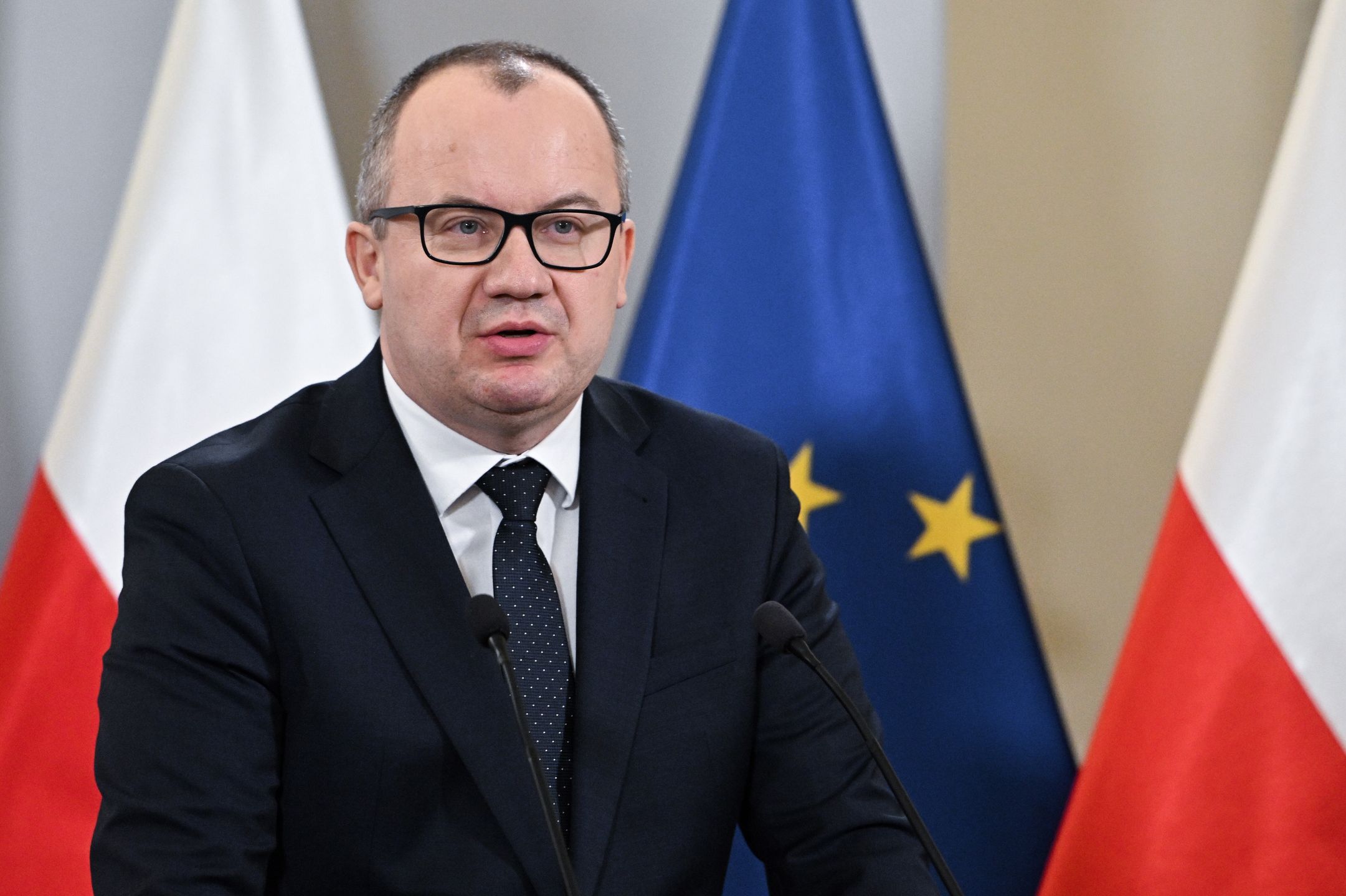 Warszawa, 26.02.2024. Minister sprawiedliwości, prokurator generalny Adam Bodnar podczas konferencji prasowej po wysłuchaniu kandydatów na stanowisko prokuratora krajowego, 26 bm. w siedzibie resortu w Warszawie. (amb) PAP/Radek Pietruszka