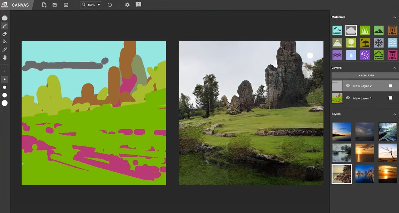 Nvidia Canvas do pobrania. SI zmieni bazgroły w realistyczne krajobrazy