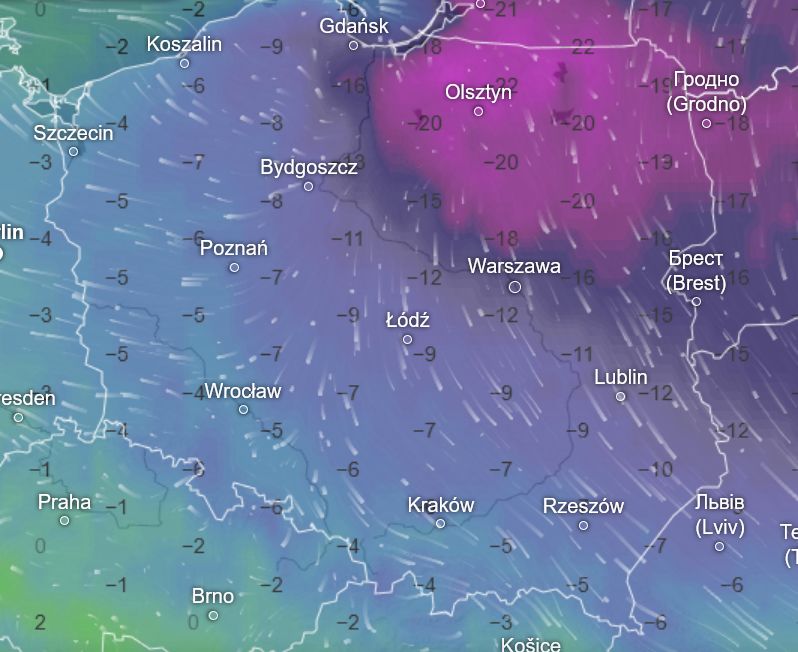 Pogoda w piątek. Silny mróz