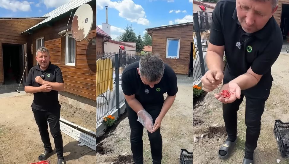 Andrzej z Plutycz z "Rolnicy. Podlasie" w ogrodzie