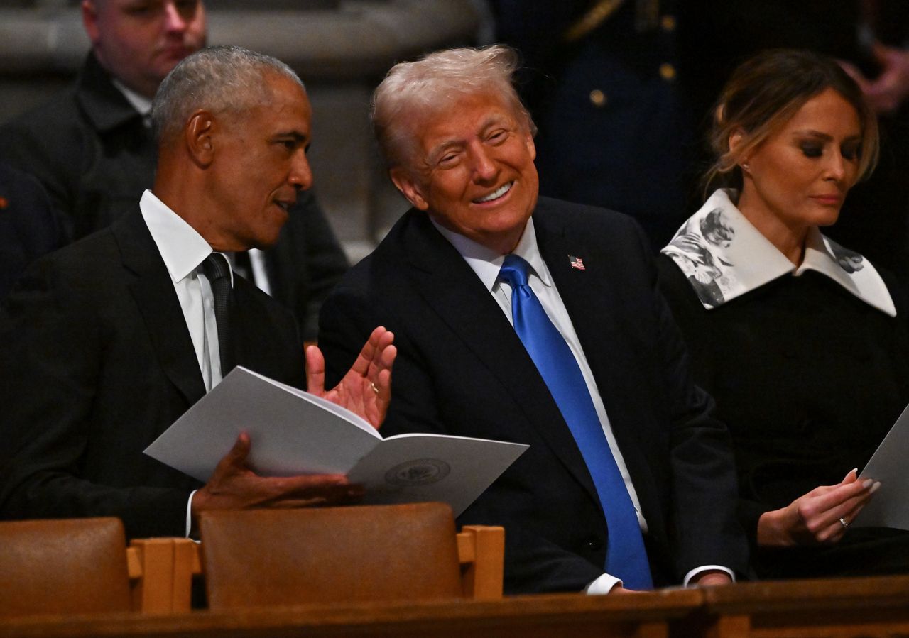 Barack Obama, Donald Trump, and Melania Trump