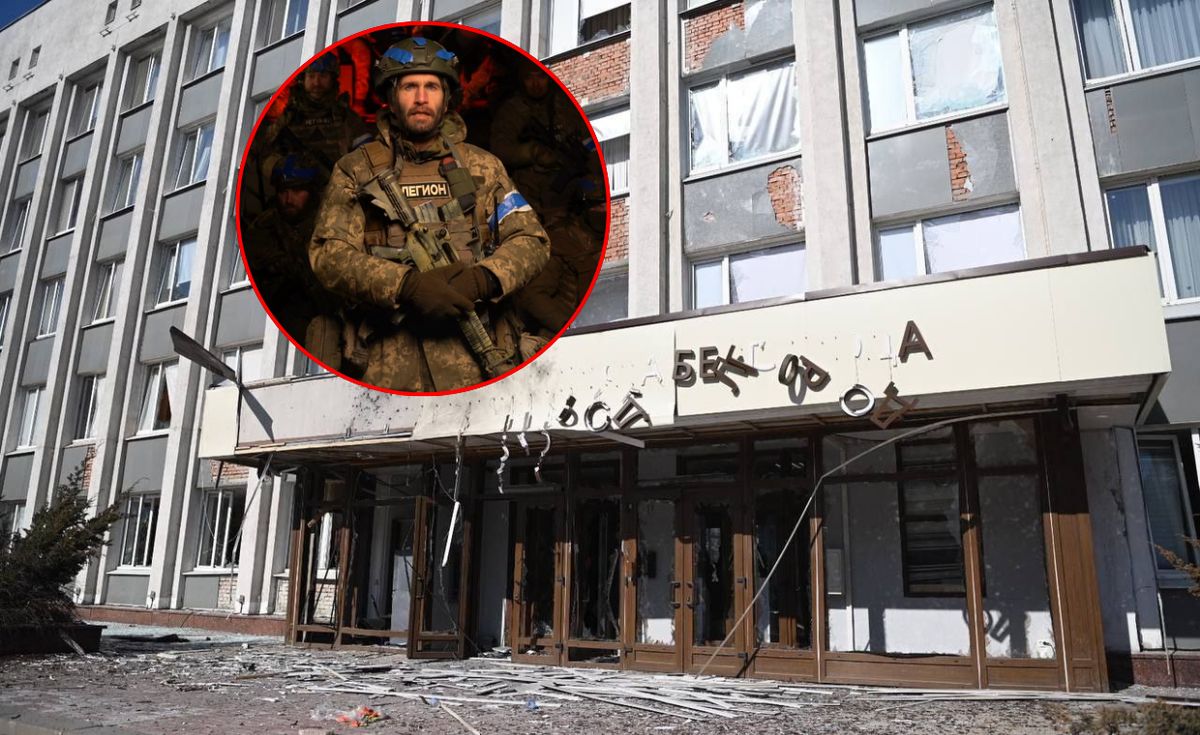 Uszkodzony budynek rady miejskiej w Biełgorodzie 