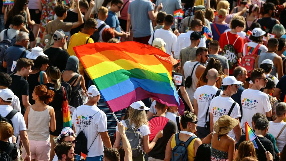 arch46
A participant waves a rainbow flag during the lesbian, gay, bisexual and transgender (LGBT) Pride Parade in Budapest on July 24, 2021. (Photo by FERENC ISZA / AFP)
FERENC ISZA