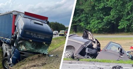 Czołowe zderzenie tira z busem. Nie żyją cztery osoby