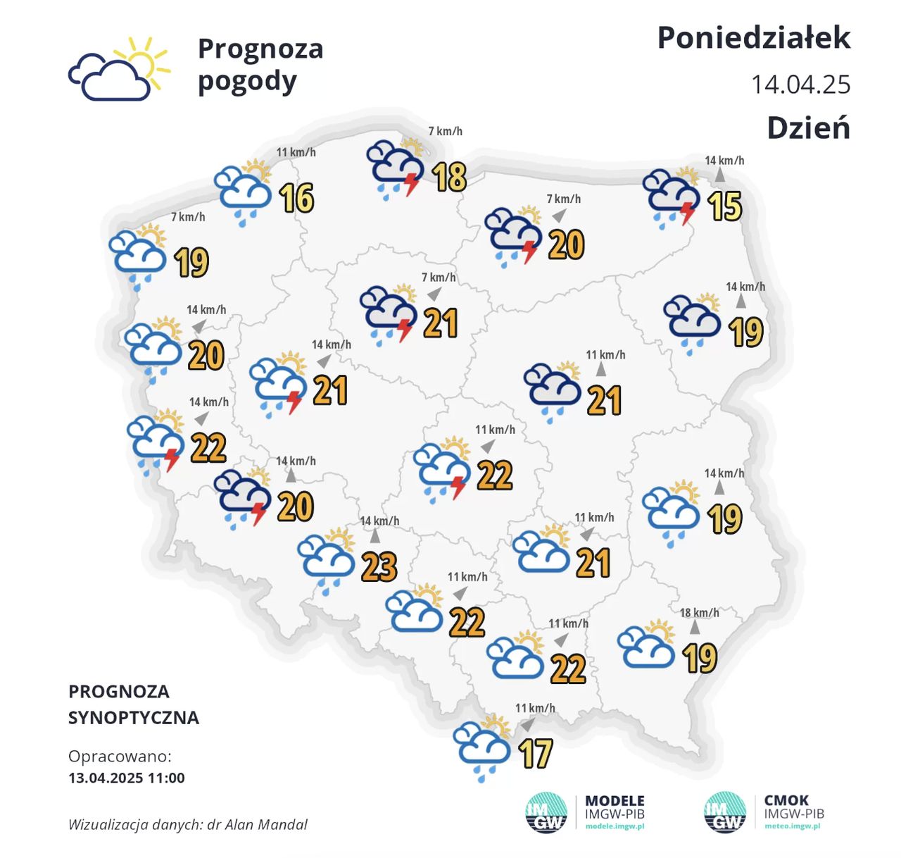 Prognoza pogody na poniedziałek