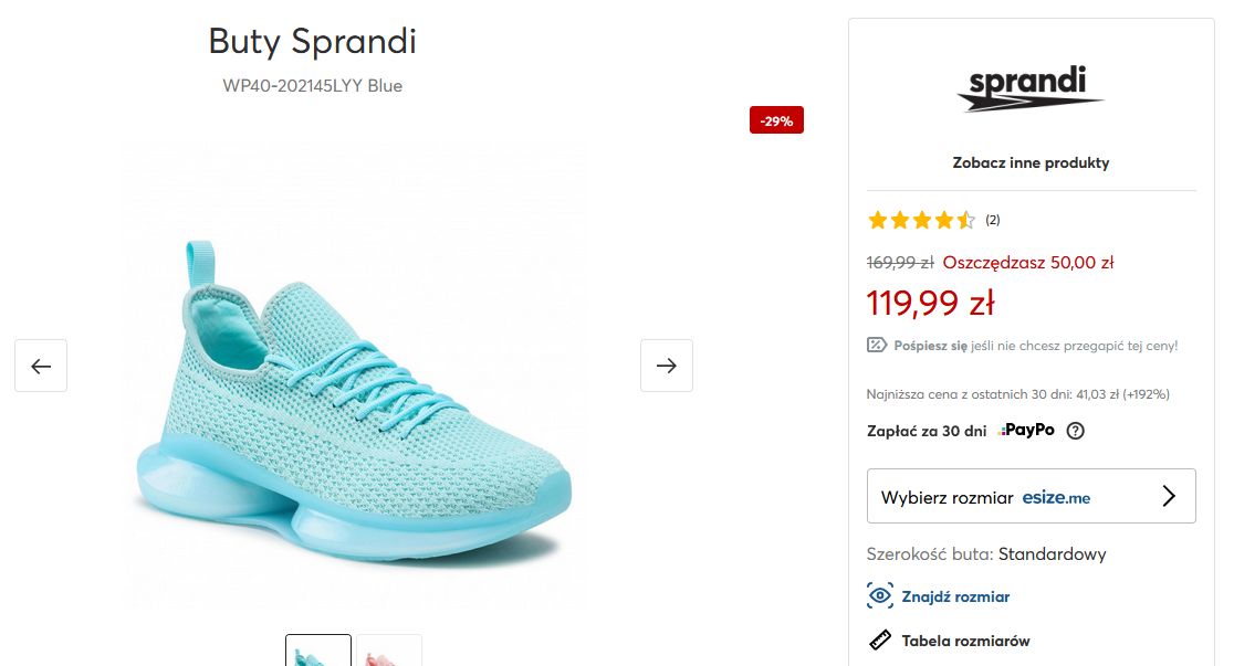 Zrzut oferty promocyjnej w sklepie internetowym Eobuwie 