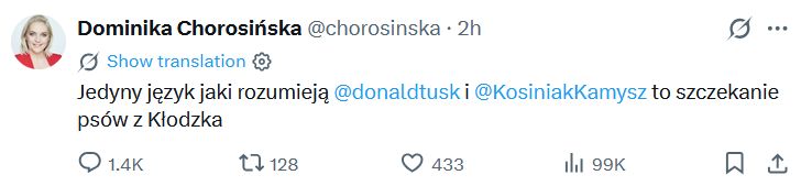 Dominika Chorosińska tłumaczy się ze szczekania