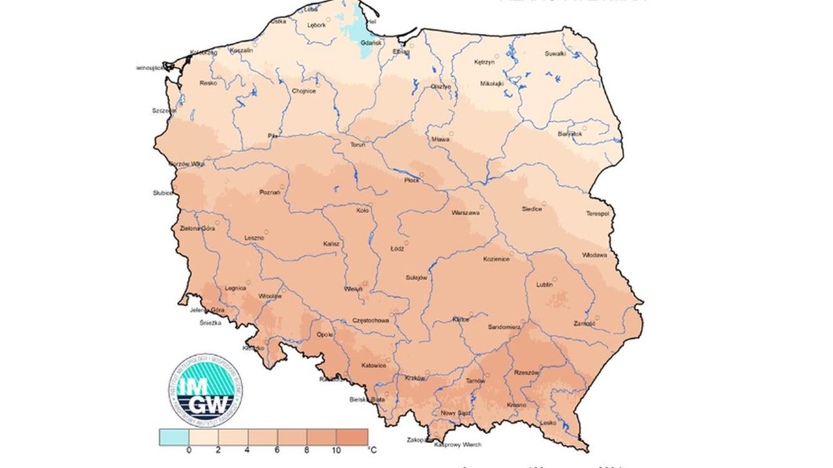 Prognoza wartości TMAX na tle warunków wieloletnich 