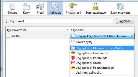 Ustawiamy domyślną aplikację wysyłającą e-maile za pomocą Firefoxa 1