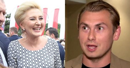 "Wiadomości" TVP zachwalają styl Agaty Dudy. Internauci wierzą, że komplementujący ją "amerykański projektant" NIE ISTNIEJE