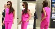 Victoria Beckham w różu na lotnisku