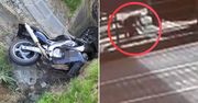 Motocyklista nagrany. Sceny na drodze. Finał pod ciężarówką