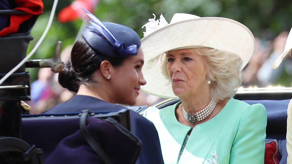 Trooping The Colour 2019LONDON, ENGLAND - JUNE 08: Meghan, Duchess of Sussex, Camilla, Duchess of Cornwall and Catherine, Duchess of Cambridge during Trooping The Colour, the Queen's annual birthday parade, on June 08, 2019 in London, England. (Photo by Neil Mockford/GC Images)Neil Mockford