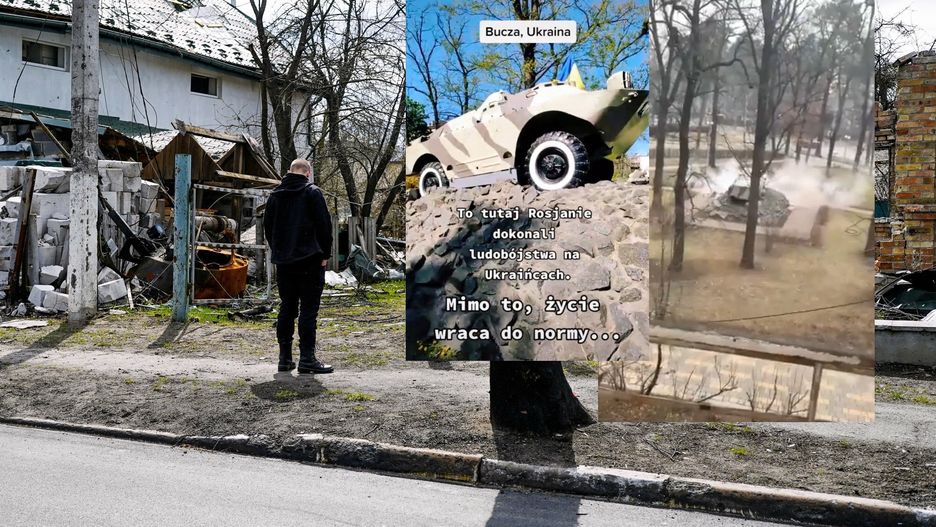 Rosyjscy żołnierze ostrzelali w Buczy pomnik pojazdu opancerzonego