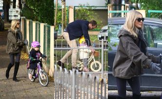 "Jesieniarska" Kasia Tusk z mężem uczą dzieci jazdy na rowerze. Córka Donalda NIE OSZCZĘDZAŁA na jednośladach (ZDJĘCIA)