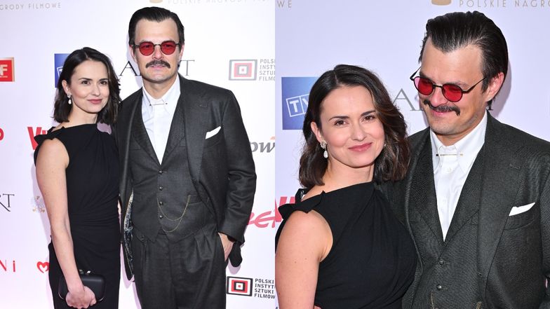 Dawid Ogrodnik bryluje na ściance w towarzystwie żony 